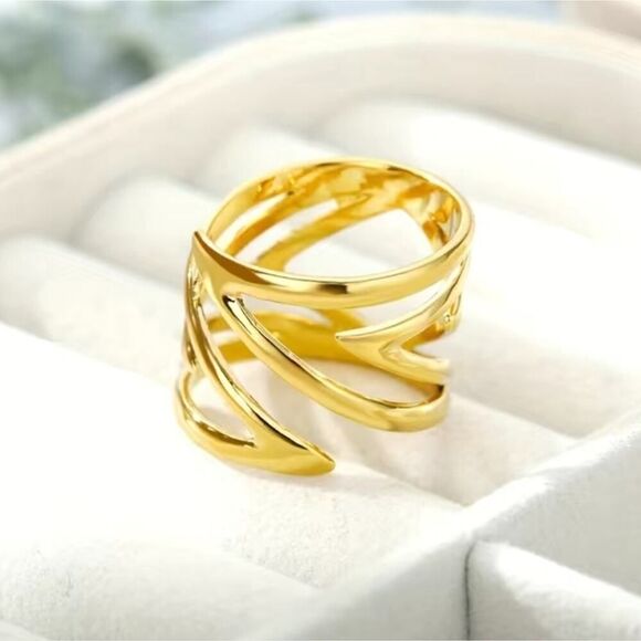 Punk Style Wrap Ring Stainless Steel 18k Gold Plated Size Adjustable - Picture 5 of 7